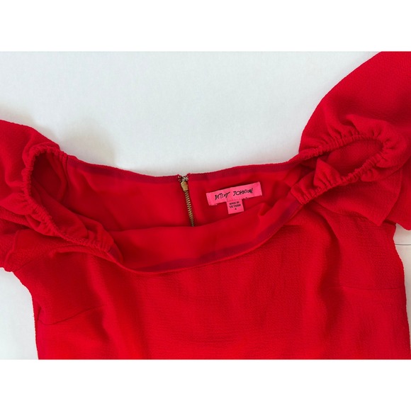 Betsey Johnson Red Flutter Sleeve Square Neck Mini Sheath Dress Size 4 NWT - Picture 6 of 14